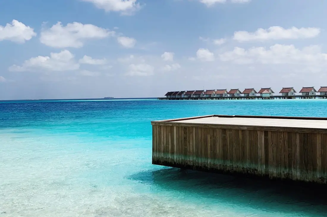 Overwater villa and lagoon in the Maldives