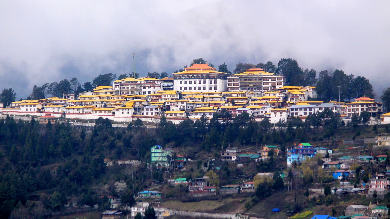 Mountain monastery landscape in Arunachal Pradesh